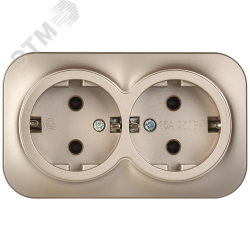 GLORY Розетка 2-местная для открытой установки с заземлением без защитных шторок 16А РС22-3-ХШм шампань матовый IEK - фото 2