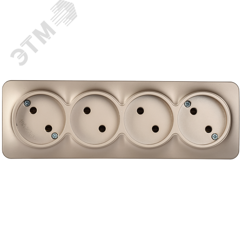 GLORY Розетка 4-местная для открытой установки без заземления без защитных шторок 10А РС24-2-ХШм шампань матовый IEK - фото 4