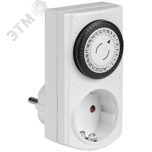 Изображение товара РТМ-1 Розетка-таймер механ. 30мин 24ч 48on/off 16А IP20 (шт)