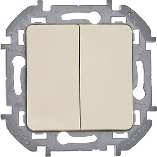 Выключатель 2-клавишный 10АХ безвинтовое крепление слоновая кость INSPIRIA - фото 2