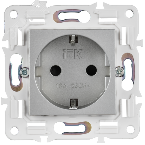 SKANDY Розетка с заземлением с защитными шторками 16А SK-R04S серебряный IEK - фото 4