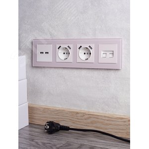 BRITE Рамка 4 поста РУ-4-2-Бр стекло розовый матовый IEK - фото 5