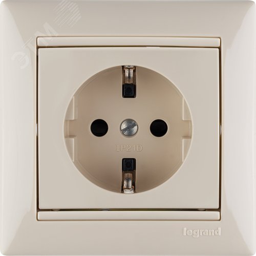 Розетка 1-местная с заземлением с защитными шторками 16А слоновая кость VALENA - фото 3