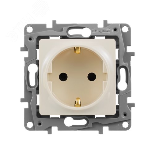 Розетка 1-местная с заземлением с защитными шторками 16А слоновая кость ETIKA - фото 3