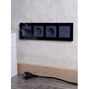 BRITE Розетка с заземлением с защитными шторками 16А с USB A+C 18Вт РЮш11-1-БрМ маренго - фото 8