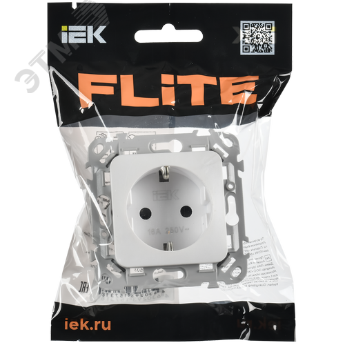 FLITE Розетка с заземлением с защитными шторками безвинтовое крепление 16А РСш11-1-ФлЖ жемчуг IEK - фото 2