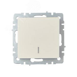 BRITE Выключатель одноклавишный проходной с индикацией 10А ВС10-1-7-БрКр бежевый IEK - фото 2