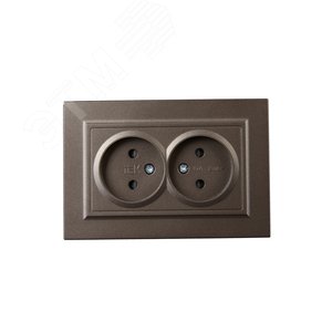 BRITE Розетка 2-местная без заземления с защитными шторками 10А в сборе РСш12-2-БрТБ темная бронза IEK - фото 2
