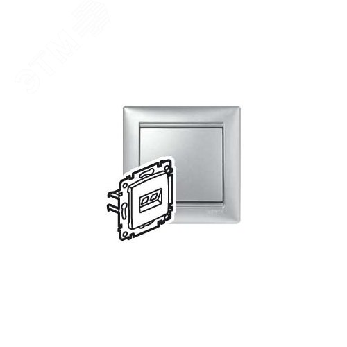 Изображение товара Розетка компьютерная RJ45 категория 5Е UTP с захватами алюминий VALENA DIY (шт)