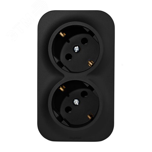 Розетка 2-местная для открытой установки с заземлением без защитных шторок с предварительным подключением 16А черный матовый QUTEO - фото 2