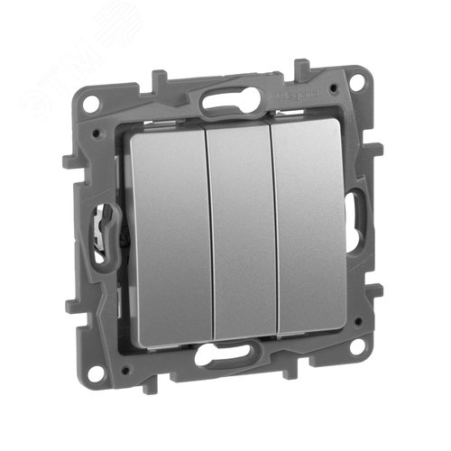 Изображение товара Выключатель 3клавишный 10А алюминий ETIKA (шт)