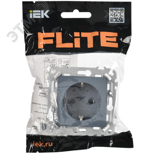 FLITE Розетка с заземлением с защитными шторками безвинтовое крепление 16А РСш11-1-ФлМ маренго IEK - фото 2