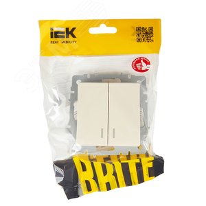 BRITE Выключатель двухклавишный с индикацией 10А ВС10-2-1-БрКр бежевый - фото 6