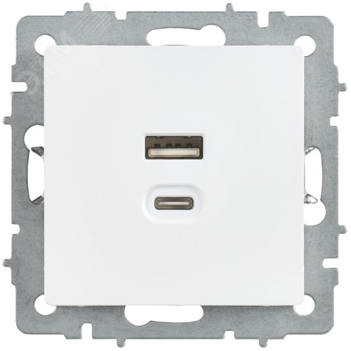 BRITE Розетка USB A+C 45Вт высокоскоростная зарядка РЮ11-2-БрАБ арктический белый IEK - фото 4