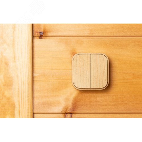 Выключатель 2-клавишный для открытой установки проходной 10А дерево QUTEO - фото 2