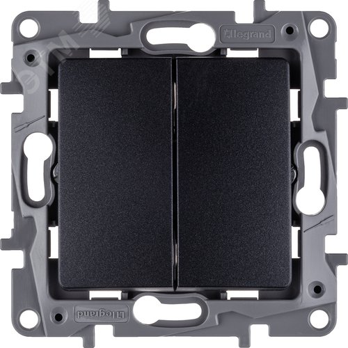 Выключатель 2-клавишный 10А безвинтовое крепление антрацит ETIKA - фото 3