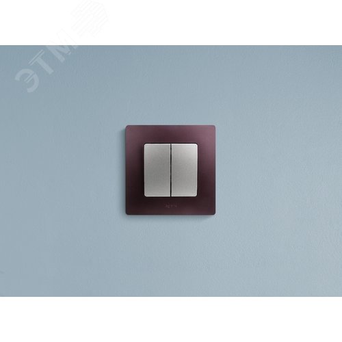 Выключатель 2-клавишный 10А безвинтовое крепление алюминий ETIKA - фото 3