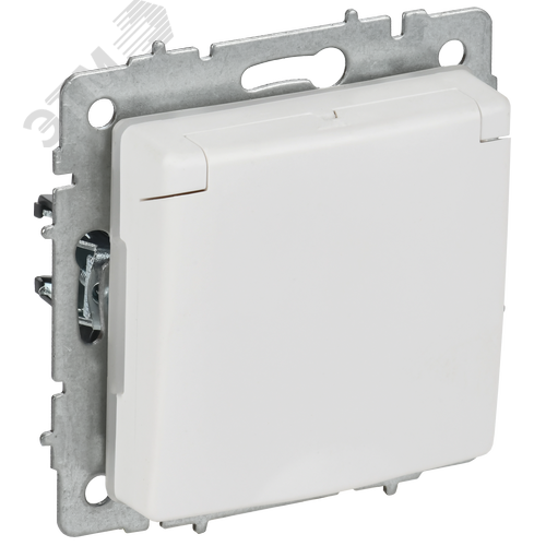 Изображение товара BRITE Розетка 1-местная с заземлением с защитными шторками и крышкой 16А IP44 РСбш10-3-44-БрАБ арктический белый IEK (шт)