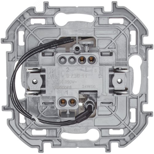 Выключатель 1-клавишный с подсветкой/индикацией 10АХ безвинтовое крепление слоновая кость INSPIRIA - фото 3