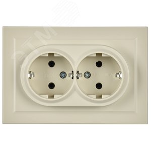 BRITE Розетка двойная с заземлением без защитных шторок 16А в сборе РС12-3-БрКр бежевый - фото 2