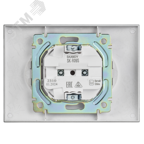 SKANDY Розетка 2-местная без заземления с защитными шторками 10А в сборе SK-R09S серебряный IEK - фото 2
