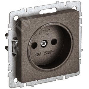 BRITE Розетка 1 пост без заземления с защитными шторками 10А РСш10-2-БрТБ темная бронза IEK - фото 1