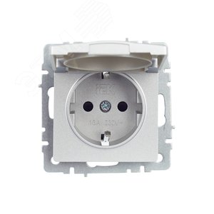 BRITE Розетка с заземлением с защитными шторками и крышкой 16А IP20 РСбш10-3-БрА алюминий - фото 10