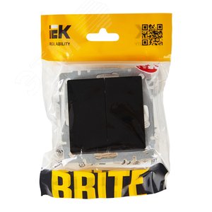 BRITE Выключатель двухклавишный проходной 10А ВС10-2-6-БрЧ черный - фото 6