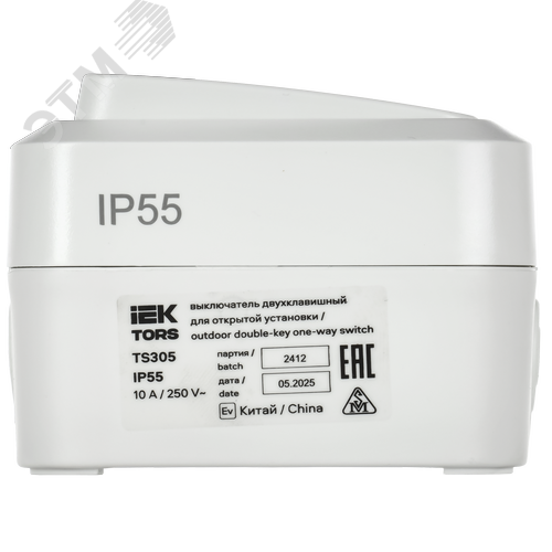 TORS Выключатель двухклавишный 10А IP55 TS305 белый IEK - фото 3