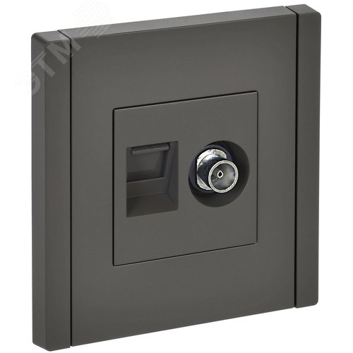 Изображение товара FORTE&PIANO Розетка двойная TV+RJ45 кат.5E FP336 серый IEK (шт)