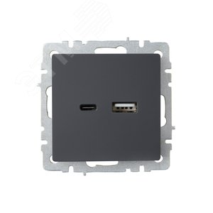 BRITE Розетка USB A+C 18Вт РЮ11-1-БрГ графит - фото 2