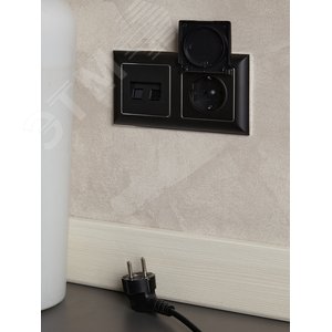 BRITE Розетка с заземлением с защитными шторками и крышкой 16А IP20 РСбш10-3-БрЧ черный - фото 8