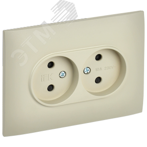 Изображение товара SKANDY Розетка 2-местная без заземления с защитными шторками 10А в сборе SK-R09B бежевый IEK (шт)
