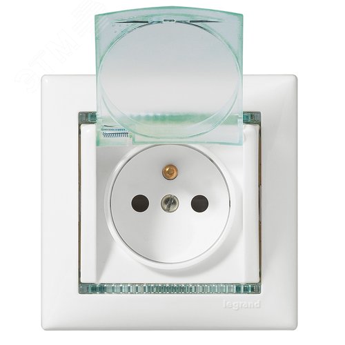 Розетка 1-местная с заземлением с защитными шторками и крышкой 16А IP44 белый VALENA - фото 7
