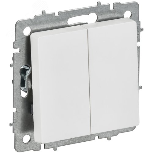 BRITE Выключатель 2-клавишный 10А ВС10-2-0-БрАБ арктический белый IEK - фото 1
