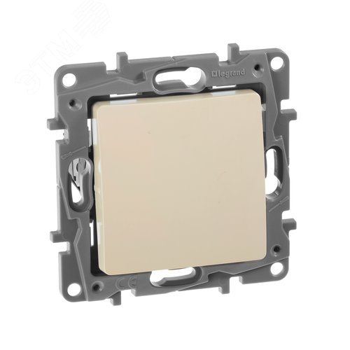 Выключатель 1-клавишный проходной самовозвратный 6А безвинтовое крепление слоновая кость ETIKA - фото 1