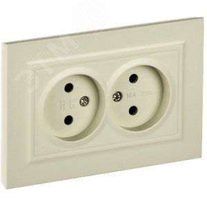 BRITE Розетка 2-местная без заземления без защитных шторок 10А в сборе РС12-2-БрКр бежевый IEK - фото 1