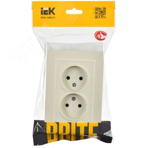 BRITE Розетка 2-местная без заземления без защитных шторок 10А в сборе РС12-2-БрКр бежевый IEK - фото 2