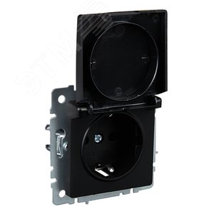 BRITE Розетка с заземлением с защитными шторками и крышкой 16А IP20 РСбш10-3-БрЧ черный - фото 6