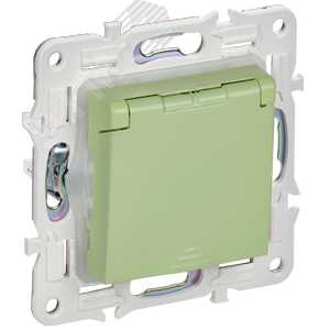 SKANDY Розетка 1-местная с заземлением с защитными шторками и крышкой 16А IP44 SK-R11G мятный IEK - фото 1