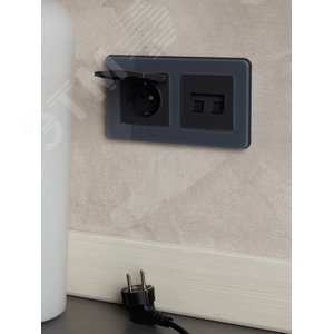 BRITE Розетка с заземлением с защитными шторками и крышкой 16А IP20 РСбш10-3-БрГ графит - фото 8