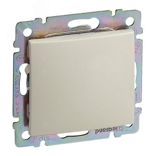 Выключатель 1-клавишный самовозвартный 10А схема 1P безвинтовое крепление слоновая кость VALENA - фото 1