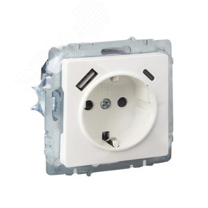 BRITE Розетка с заземлением с защитными шторками 16А с USB A+C 18Вт РЮш11-1-БрЖ жемчуг - фото 6