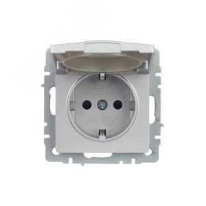 BRITE Розетка с заземлением с защитными шторками и крышкой 16А IP44 РСбш10-3-44-БрА алюминий - фото 10