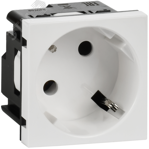 Изображение товара Розетка 45град с заземляющим контактом без защитной шторки и винтовым зажимом (2 модуля) белая (шт)