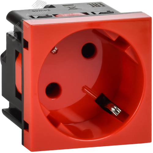 Изображение товара Розетка 45град с заземляющим контактом без защитной шторки и винтовым зажимом (2 модуля) красная (шт)