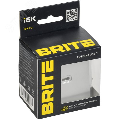 BRITE Розетка USB C 65Вт высокоскоростная зарядка РЮ12-1-БрА алюминий IEK - фото 2