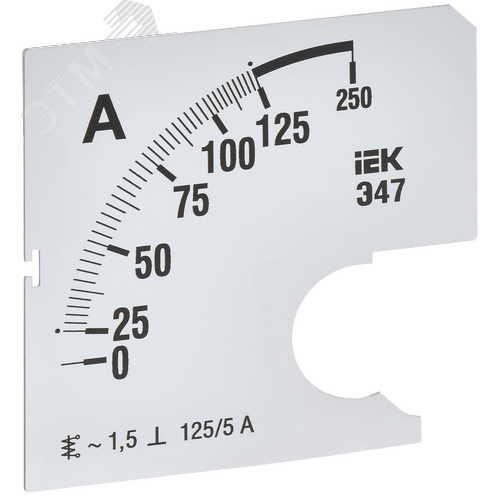 Изображение товара Шкала сменная для амперметра Э47 125/5А класс точности 1,5 72х72мм (шт)