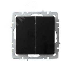 BRITE Выключатель двухклавишный проходной 10А ВС10-2-6-БрЧ черный - фото 2