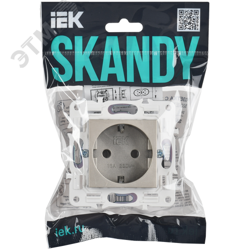 SKANDY Розетка с заземлением без защитных шторок 16А SK-R05Sh шампань IEK - фото 6